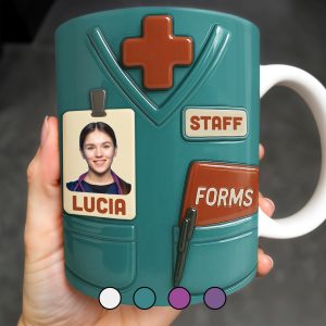 Celebrate Your Favorite Nurse, Medical Scrubs and ID Badge - Personalized Custom Coffee Mug - OFW011_MG
