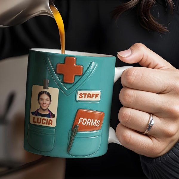 Celebrate Your Favorite Nurse, Medical Scrubs and ID Badge - Personalized Custom Coffee Mug - OFW011_MG Celebrate Your Favorite Nurse, Medical Scrubs and ID Badge - Personalized Custom Coffee Mug - OFW011_MG