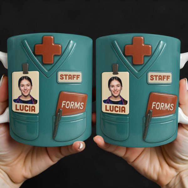 Celebrate Your Favorite Nurse, Medical Scrubs and ID Badge - Personalized Custom Coffee Mug - OFW011_MG Celebrate Your Favorite Nurse, Medical Scrubs and ID Badge - Personalized Custom Coffee Mug - OFW011_MG
