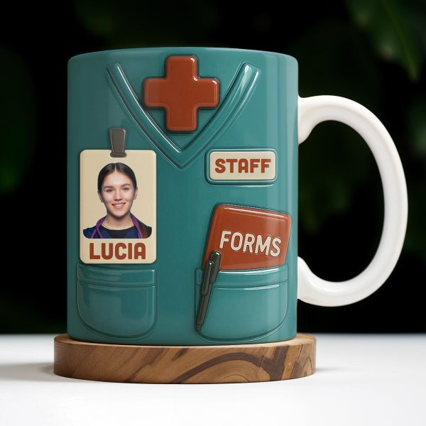 Celebrate Your Favorite Nurse, Medical Scrubs and ID Badge - Personalized Custom Coffee Mug - OFW011_MG Celebrate Your Favorite Nurse, Medical Scrubs and ID Badge - Personalized Custom Coffee Mug - OFW011_MG