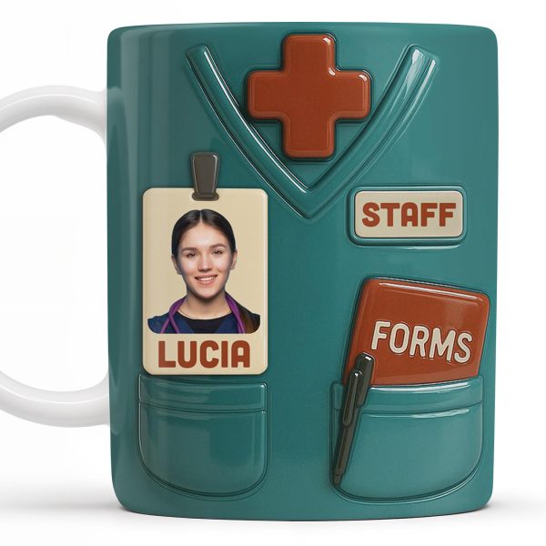 Celebrate Your Favorite Nurse, Medical Scrubs and ID Badge - Personalized Custom Coffee Mug - OFW011_MG Celebrate Your Favorite Nurse, Medical Scrubs and ID Badge - Personalized Custom Coffee Mug - OFW011_MG
