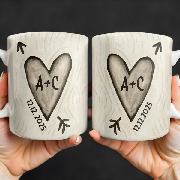 Celebrate Your Love Every Day With A Beautiful Heart Design - Personalized Custom Coffee Mug - CPL1156_MG