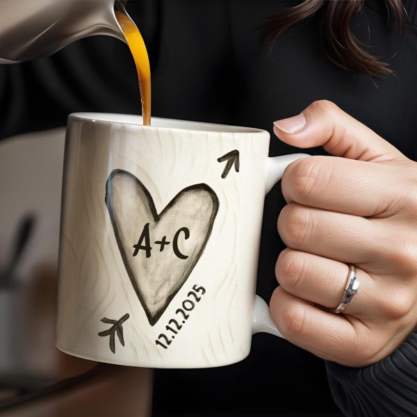 Celebrate Your Love Every Day With A Beautiful Heart Design - Personalized Custom Coffee Mug - CPL1156_MG