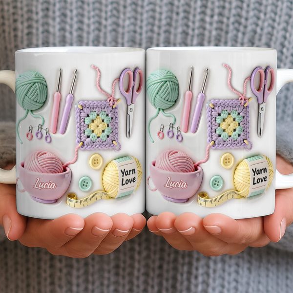 Celebrate Your Love For Crafting With Yarn And Needles - Personalized Custom Coffee Mug - HOB007_MG Celebrate Your Love For Crafting With Yarn And Needles - Personalized Custom Coffee Mug - HOB007_MG