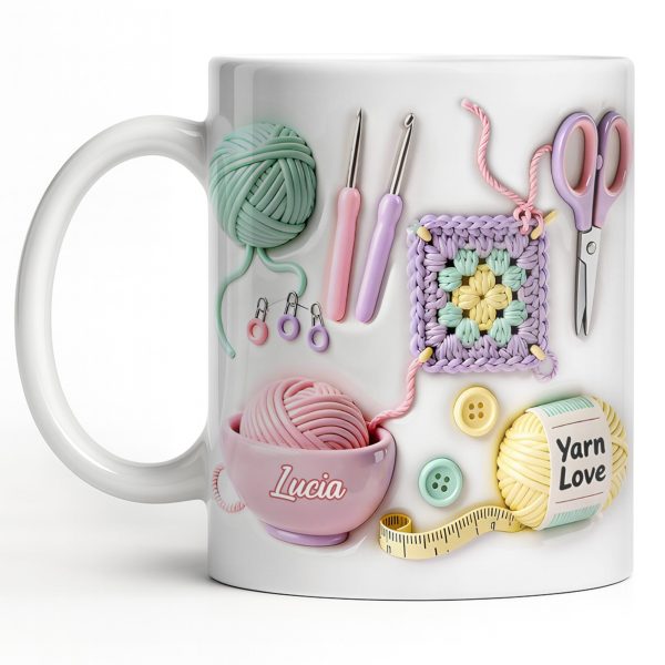 Celebrate Your Love For Crafting With Yarn And Needles - Personalized Custom Coffee Mug - HOB007_MG Celebrate Your Love For Crafting With Yarn And Needles - Personalized Custom Coffee Mug - HOB007_MG