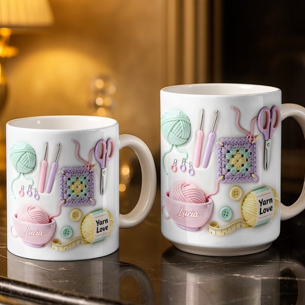 Celebrate Your Love For Crafting With Yarn And Needles - Personalized Custom Coffee Mug - HOB007_MG Celebrate Your Love For Crafting With Yarn And Needles - Personalized Custom Coffee Mug - HOB007_MG