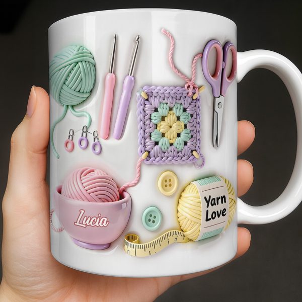 Celebrate Your Love For Crafting With Yarn And Needles - Personalized Custom Coffee Mug - HOB007_MG Celebrate Your Love For Crafting With Yarn And Needles - Personalized Custom Coffee Mug - HOB007_MG