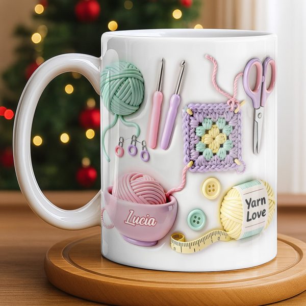 Celebrate Your Love For Crafting With Yarn And Needles - Personalized Custom Coffee Mug - HOB007_MG Celebrate Your Love For Crafting With Yarn And Needles - Personalized Custom Coffee Mug - HOB007_MG