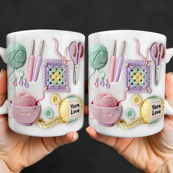 Celebrate Your Love For Crafting With Yarn And Needles - Personalized Custom Coffee Mug - HOB007_MG Celebrate Your Love For Crafting With Yarn And Needles - Personalized Custom Coffee Mug - HOB007_MG