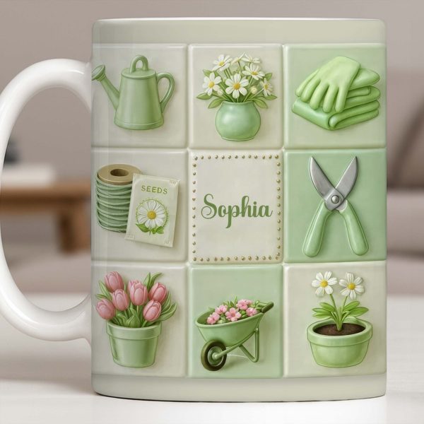 Celebrate Your Love For Gardening With Gardening Tools And Flowers - Personalized Custom Coffee Mug - GAR032_MG Celebrate Your Love For Gardening With Gardening Tools And Flowers - Personalized Custom Coffee Mug - GAR032_MG