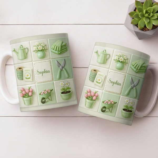 Celebrate Your Love For Gardening With Gardening Tools And Flowers - Personalized Custom Coffee Mug - GAR032_MG Celebrate Your Love For Gardening With Gardening Tools And Flowers - Personalized Custom Coffee Mug - GAR032_MG