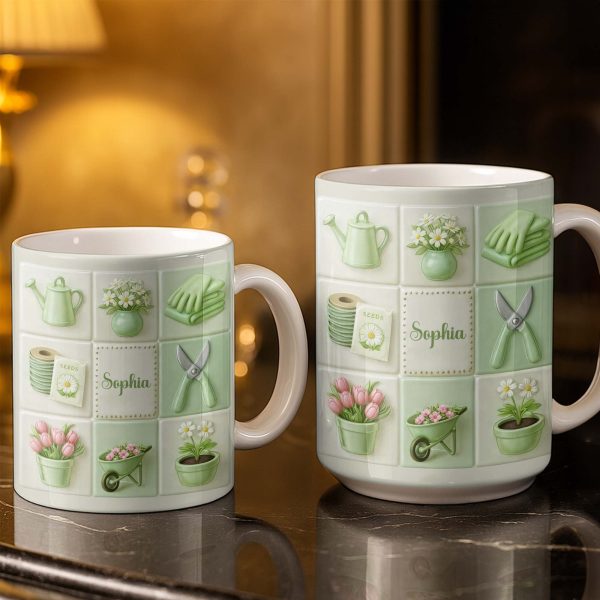 Celebrate Your Love For Gardening With Gardening Tools And Flowers - Personalized Custom Coffee Mug - GAR032_MG Celebrate Your Love For Gardening With Gardening Tools And Flowers - Personalized Custom Coffee Mug - GAR032_MG