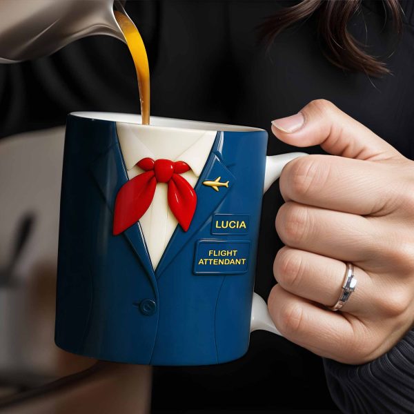 Celebrate Your Passion for Flying With Flight Attendant Uniform Design - Personalized Custom Coffee Mug - FAM371_MG