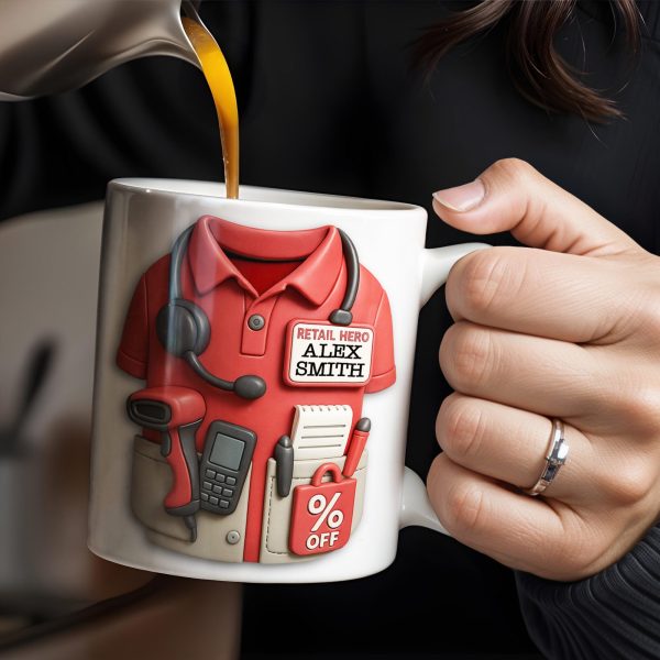 Celebrate Your Retail Hero, Shirt, Headset, And Discount Tag - Personalized Custom Coffee Mug - OFW006_MG Celebrate Your Retail Hero, Shirt, Headset, And Discount Tag - Personalized Custom Coffee Mug - OFW006_MG