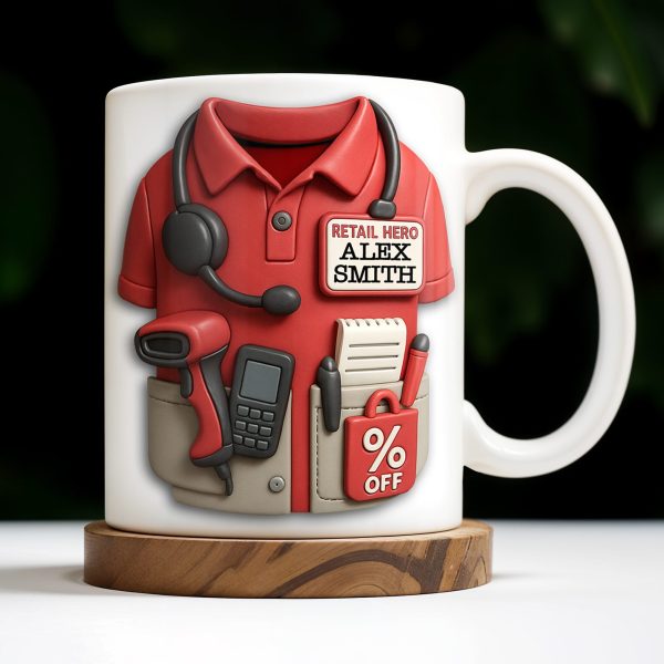 Celebrate Your Retail Hero, Shirt, Headset, And Discount Tag - Personalized Custom Coffee Mug - OFW006_MG Celebrate Your Retail Hero, Shirt, Headset, And Discount Tag - Personalized Custom Coffee Mug - OFW006_MG