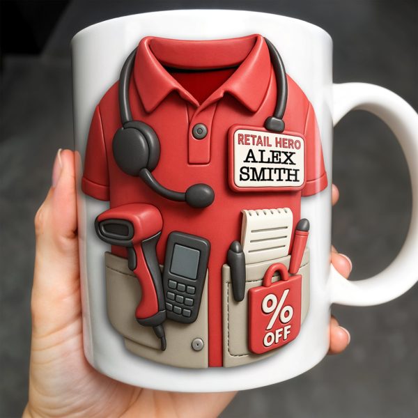 Celebrate Your Retail Hero, Shirt, Headset, And Discount Tag - Personalized Custom Coffee Mug - OFW006_MG Celebrate Your Retail Hero, Shirt, Headset, And Discount Tag - Personalized Custom Coffee Mug - OFW006_MG