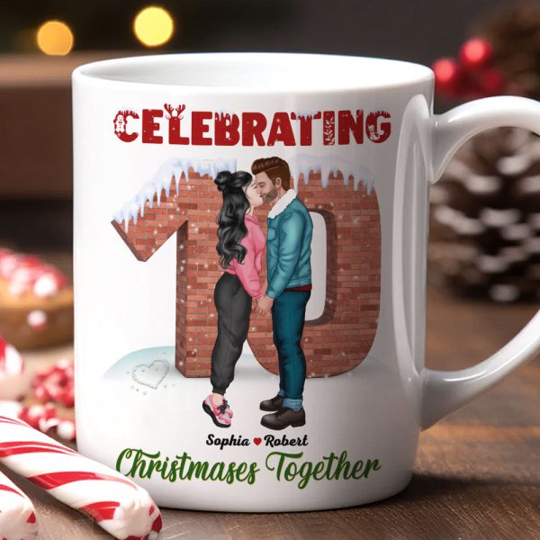 Celebrating Christmas Together, Couple Gift, Personalized Mug, Anniversary Couple Mug, Christmas Gift