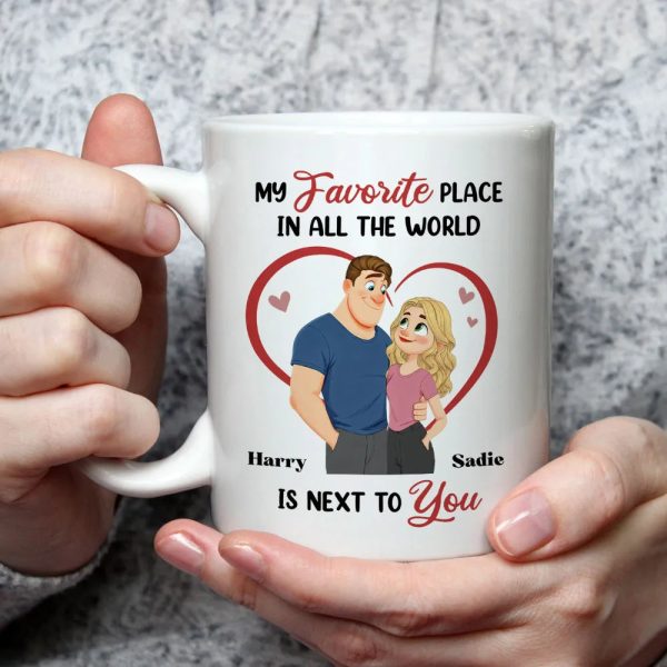 Ceramic Mug 'My Favorite Place' Couple Design, Personalized Love Gift For Couples, Sweet Daily Coffee Reminder