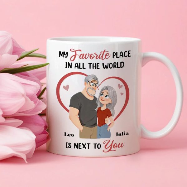 Ceramic Mug 'My Favorite Place' Couple Design, Personalized Love Gift For Couples, Sweet Daily Coffee Reminder