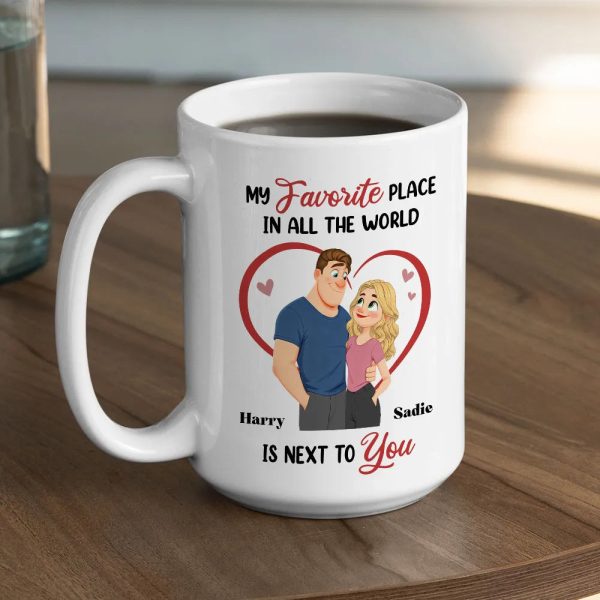 Ceramic Mug 'My Favorite Place' Couple Design, Personalized Love Gift For Couples, Sweet Daily Coffee Reminder