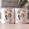 Ceramic Mug With Playful Valentine Hearts and Kiss Prints, Personalized Couple Gift, Funny Romantic Daily Coffee Surprise
