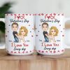 Ceramic Mug With Playful Valentine Hearts and Kiss Prints, Personalized Couple Gift, Funny Romantic Daily Coffee Surprise