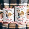 Ceramic Mug With Playful Valentine Hearts and Kiss Prints, Personalized Couple Gift, Funny Romantic Daily Coffee Surprise