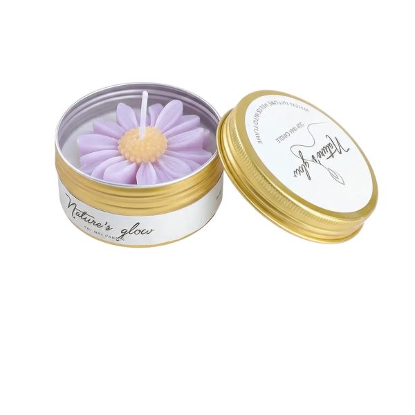 Chamomile Scented Soy Wax Candle in Flower Tin Chamomile Scented Soy Wax Candle in Flower Tin