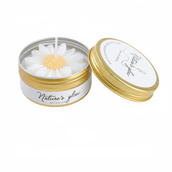 Chamomile Scented Soy Wax Candle in Flower Tin Chamomile Scented Soy Wax Candle in Flower Tin