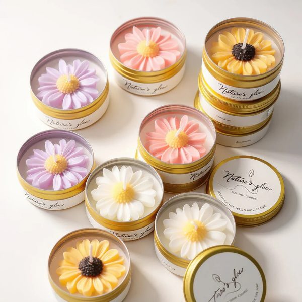Chamomile Scented Soy Wax Candle in Flower Tin Chamomile Scented Soy Wax Candle in Flower Tin