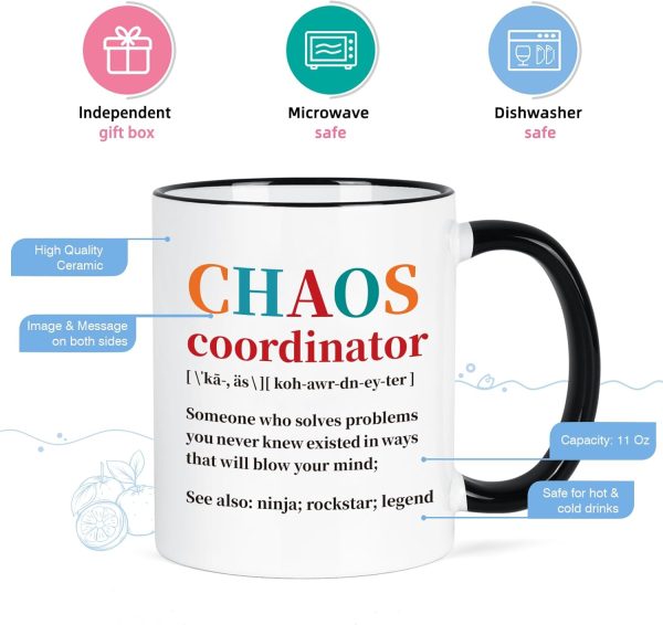 Chaos Coordinator Funny Coffee Mug, Appreciation Gift for Boss Manager Teacher Coworker Nurse Mom, Birthday Christmas Gift Chaos Coordinator Funny Coffee Mug, Appreciation Gift for Boss Manager Teacher Coworker Nurse Mom, Birthday Christmas Gift