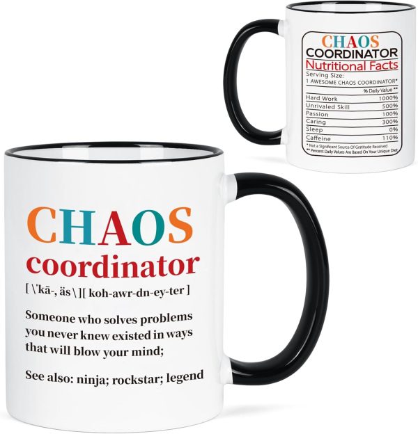 Chaos Coordinator Funny Coffee Mug, Appreciation Gift for Boss Manager Teacher Coworker Nurse Mom, Birthday Christmas Gift Chaos Coordinator Funny Coffee Mug, Appreciation Gift for Boss Manager Teacher Coworker Nurse Mom, Birthday Christmas Gift