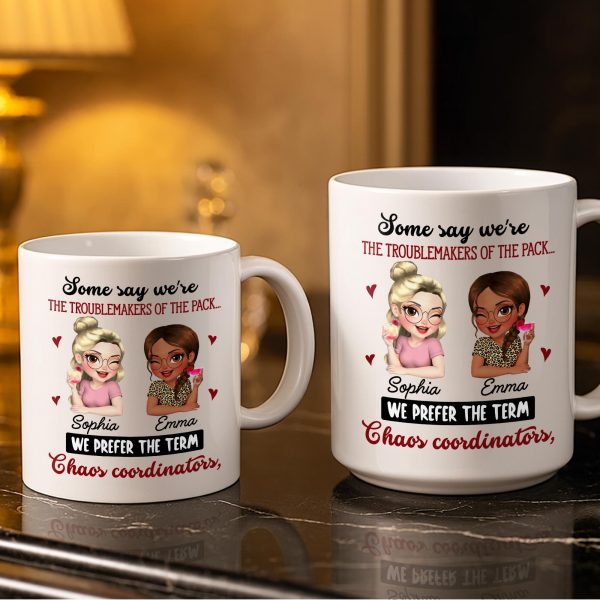 Chaos Coordinators, Cartoon Characters And Hearts - Personalized Custom Coffee Mug - BST494_MG Chaos Coordinators, Cartoon Characters And Hearts - Personalized Custom Coffee Mug - BST494_MG
