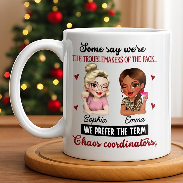 Chaos Coordinators, Cartoon Characters And Hearts - Personalized Custom Coffee Mug - BST494_MG Chaos Coordinators, Cartoon Characters And Hearts - Personalized Custom Coffee Mug - BST494_MG