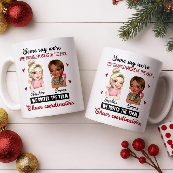 Chaos Coordinators, Cartoon Characters And Hearts - Personalized Custom Coffee Mug - BST494_MG Chaos Coordinators, Cartoon Characters And Hearts - Personalized Custom Coffee Mug - BST494_MG
