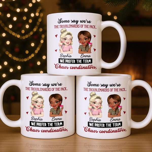 Chaos Coordinators, Cartoon Characters And Hearts - Personalized Custom Coffee Mug - BST494_MG Chaos Coordinators, Cartoon Characters And Hearts - Personalized Custom Coffee Mug - BST494_MG