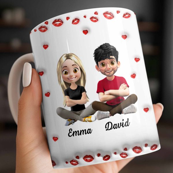 Charming Character Illustrations With Hearts - Personalized Custom Coffee Mug - HSB083_MG Charming Character Illustrations With Hearts - Personalized Custom Coffee Mug - HSB083_MG