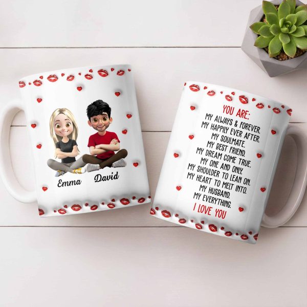 Charming Character Illustrations With Hearts - Personalized Custom Coffee Mug - HSB083_MG Charming Character Illustrations With Hearts - Personalized Custom Coffee Mug - HSB083_MG
