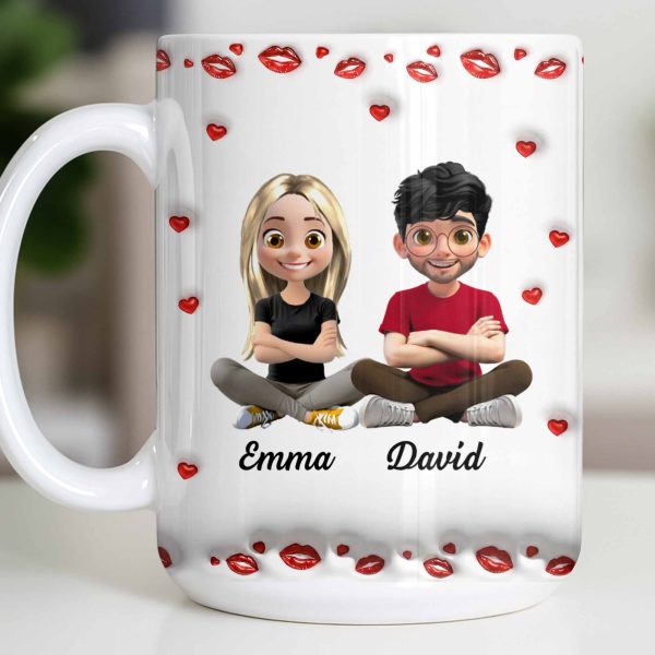 Charming Character Illustrations With Hearts - Personalized Custom Coffee Mug - HSB083_MG Charming Character Illustrations With Hearts - Personalized Custom Coffee Mug - HSB083_MG