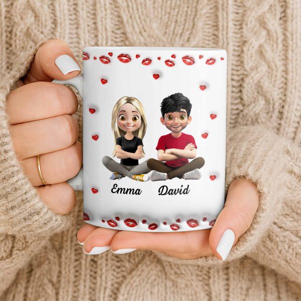 Charming Character Illustrations With Hearts - Personalized Custom Coffee Mug - HSB083_MG Charming Character Illustrations With Hearts - Personalized Custom Coffee Mug - HSB083_MG