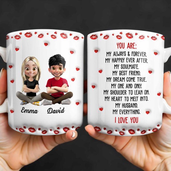 Charming Character Illustrations With Hearts - Personalized Custom Coffee Mug - HSB083_MG Charming Character Illustrations With Hearts - Personalized Custom Coffee Mug - HSB083_MG