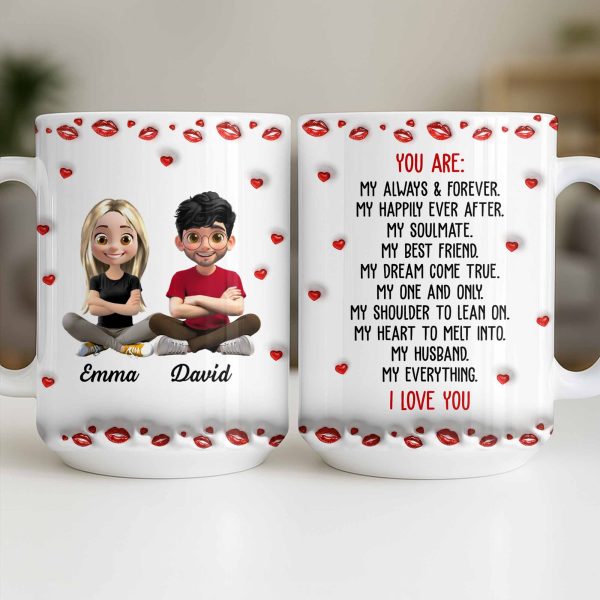 Charming Character Illustrations With Hearts - Personalized Custom Coffee Mug - HSB083_MG Charming Character Illustrations With Hearts - Personalized Custom Coffee Mug - HSB083_MG