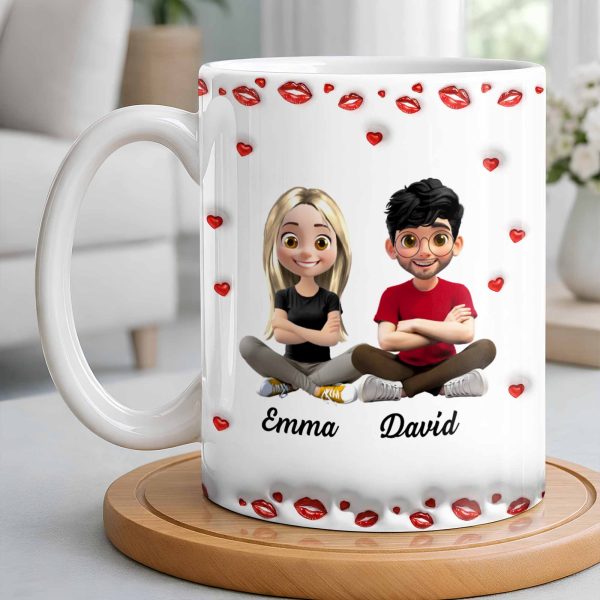 Charming Character Illustrations With Hearts - Personalized Custom Coffee Mug - HSB083_MG Charming Character Illustrations With Hearts - Personalized Custom Coffee Mug - HSB083_MG