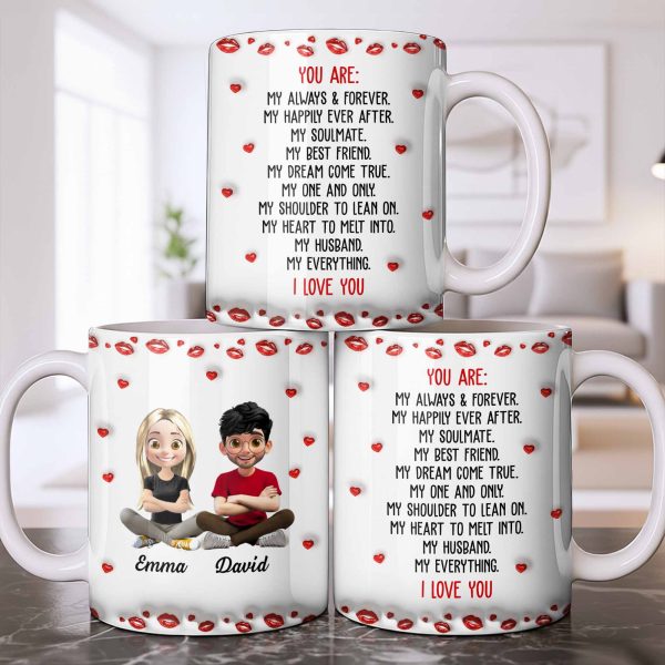 Charming Character Illustrations With Hearts - Personalized Custom Coffee Mug - HSB083_MG Charming Character Illustrations With Hearts - Personalized Custom Coffee Mug - HSB083_MG