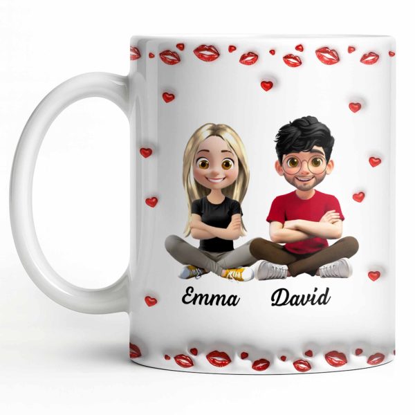 Charming Character Illustrations With Hearts - Personalized Custom Coffee Mug - HSB083_MG Charming Character Illustrations With Hearts - Personalized Custom Coffee Mug - HSB083_MG