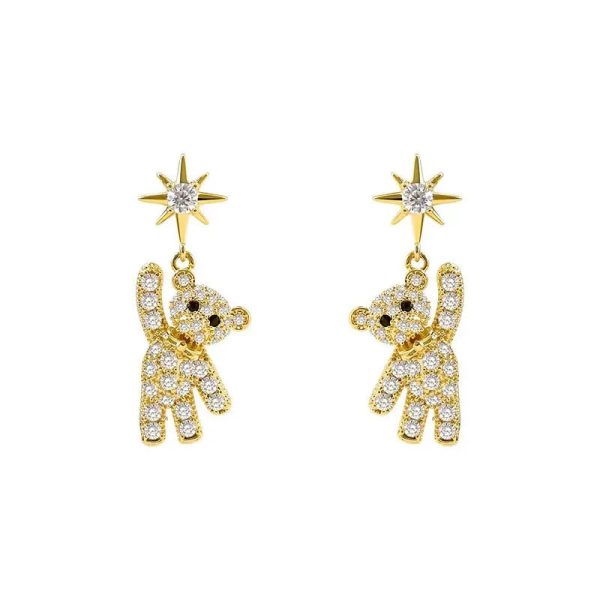 Charming Cubic Zirconia Bear & Star Stud Earrings Charming Cubic Zirconia Bear & Star Stud Earrings