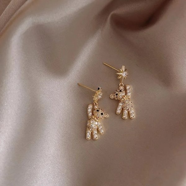 Charming Cubic Zirconia Bear & Star Stud Earrings Charming Cubic Zirconia Bear & Star Stud Earrings