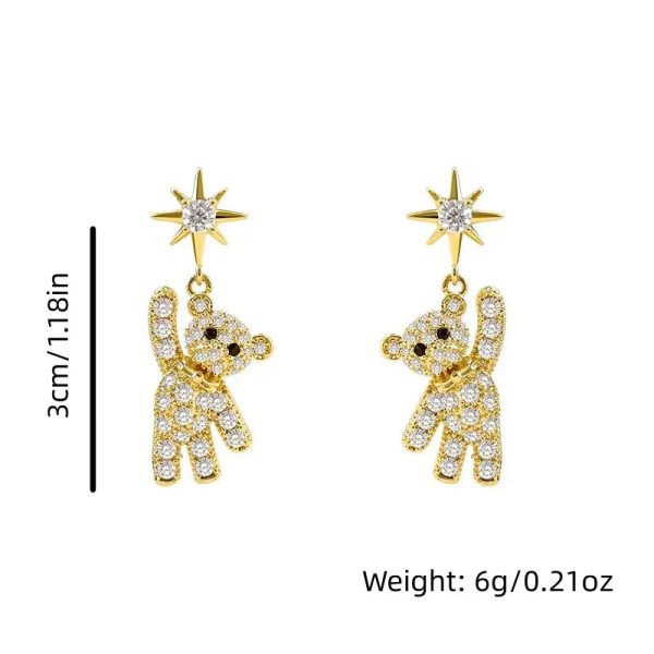 Charming Cubic Zirconia Bear & Star Stud Earrings Charming Cubic Zirconia Bear & Star Stud Earrings