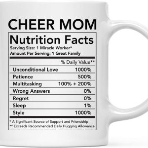 Cheer Mom Nutritional Facts Coffee Mug Funny Gift for Mom Birthday Mother's Day Christmas Gift