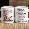 Cherry Blossom Mug with Mother & Daughter Cartoon, Personalized Gift Cherry Blossom Mug with Mother & Daughter Cartoon, Personalized Gift